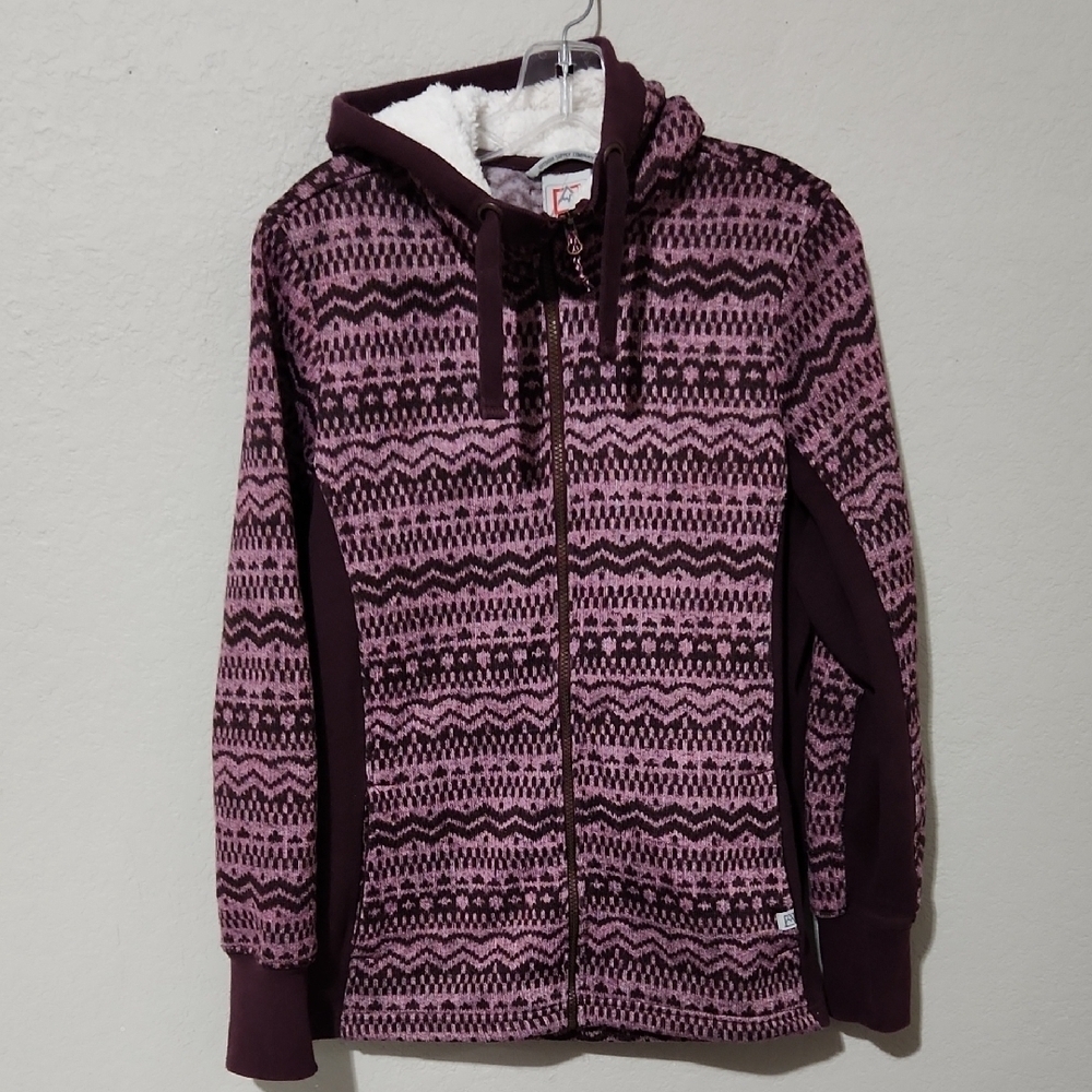 Avalanche Jacket hoodie Womens size L Maroon Gray Cabincore